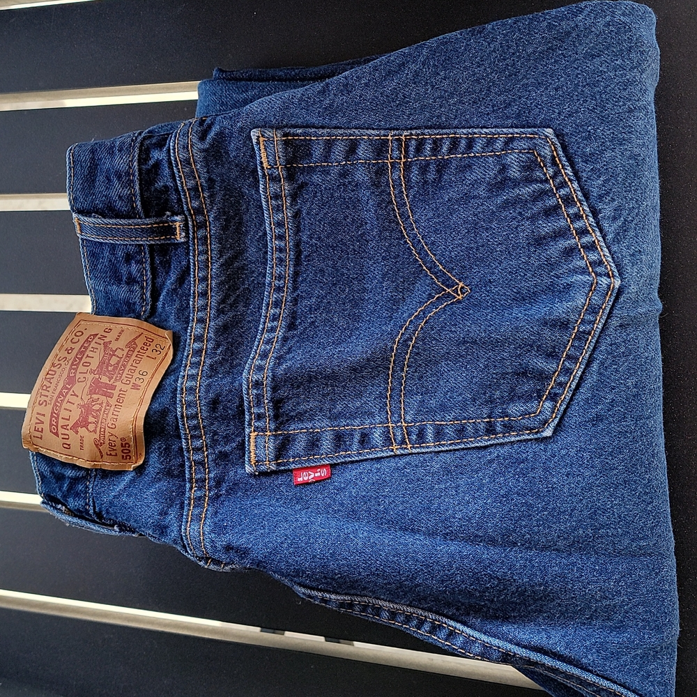 Men's 36x32 505 Relaxed Fit, Straight Leg Blue Jeans